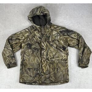 Cabelas Jacket Youth Sz XL Advantage Wetlands Camo Hooded Insulated Parka